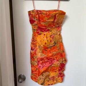 Pamella Roland Strapless printed silk taffeta Dress
